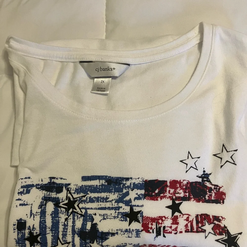 CJ Banks Women’s 2X Patriotic Tops Bundle (4) Star Flag Americana Plus Size - Picture 12 of 16
